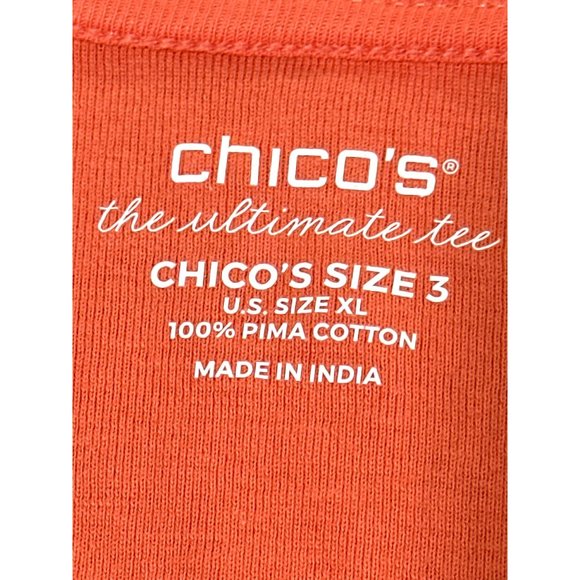 Chicos The Ultimate Tee Long Sleeve Orange Blouse Size 3 - Picture 5 of 9